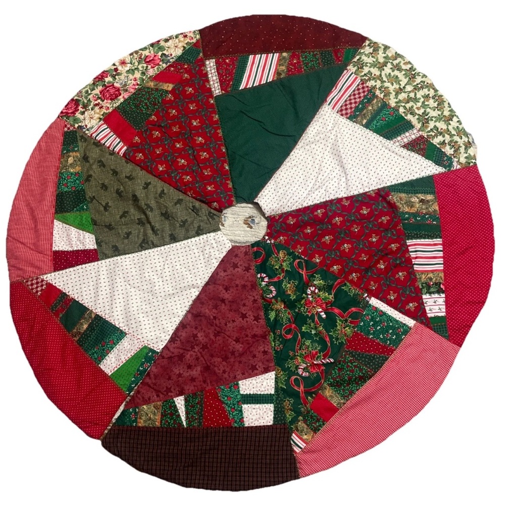 Christmas Tree Skirt Nordic Patchwork 48”